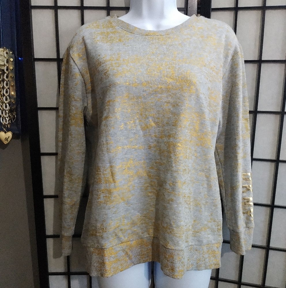 DKNY The Everywhere Sweatshirt Gray and Gold sz S